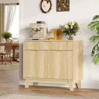 Credenza a Buffet con Scanalature, Ripiano Regolabile e Cassetto per Sala da Pranzo Cucina Soggiorno