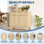 Credenza a Buffet con Scanalature, Ripiano Regolabile e Cassetto per Sala da Pranzo Cucina Soggiorno