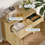 Credenza a Buffet con Scanalature, Ripiano Regolabile e Cassetto per Sala da Pranzo Cucina Soggiorno