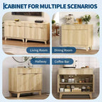 Credenza a Buffet con Scanalature, Ripiano Regolabile e Cassetto per Sala da Pranzo Cucina Soggiorno