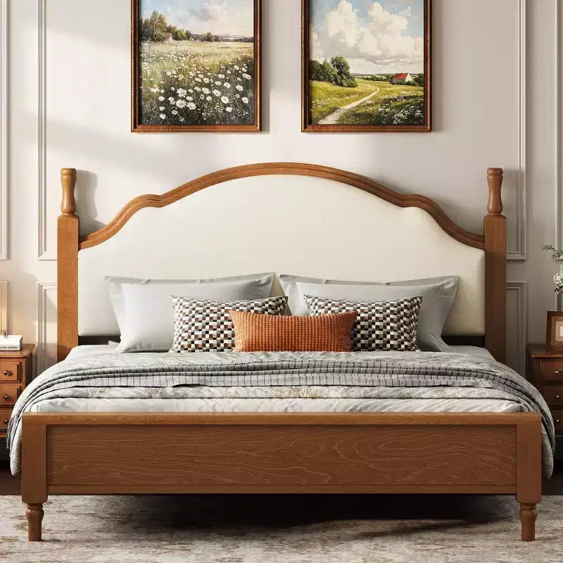 GDFStudio Letto a piattaforma in legno Peterson con testiera imbottita