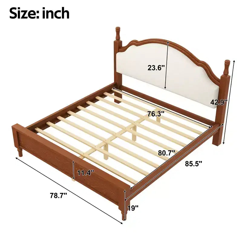 GDFStudio Letto a piattaforma in legno Peterson con testiera imbottita
