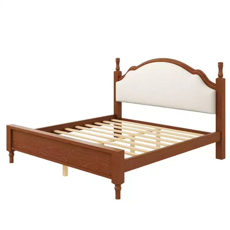 GDFStudio Letto a piattaforma in legno Peterson con testiera imbottita