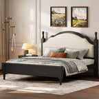 GDFStudio Letto a piattaforma in legno Peterson con testiera imbottita