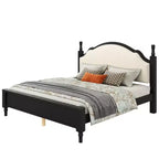 GDFStudio Letto a piattaforma in legno Peterson con testiera imbottita