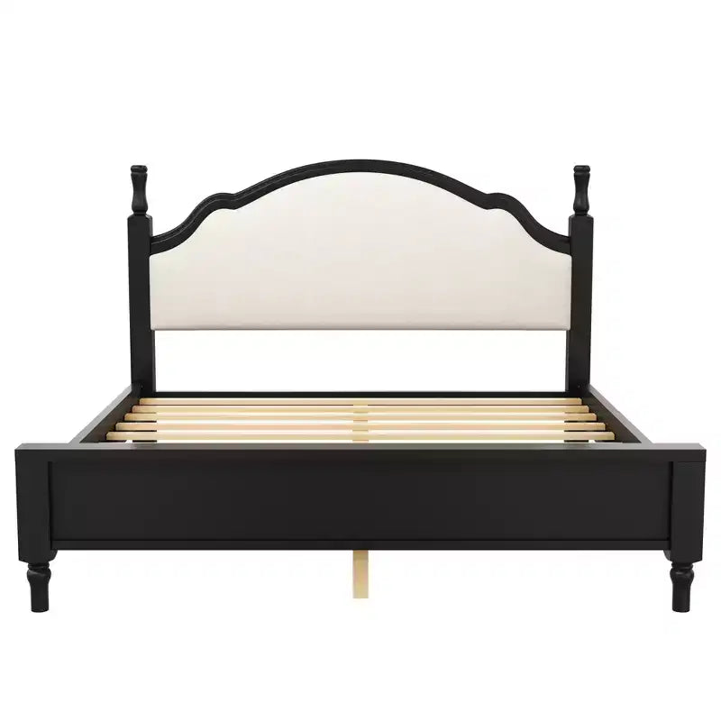 GDFStudio Letto a piattaforma in legno Peterson con testiera imbottita