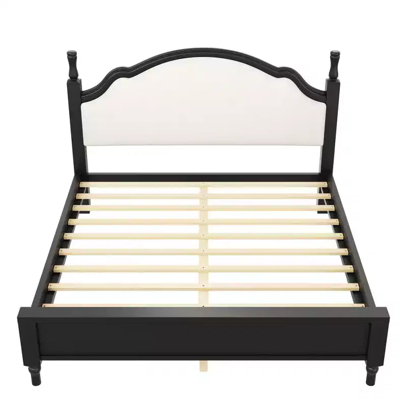 GDFStudio Letto a piattaforma in legno Peterson con testiera imbottita