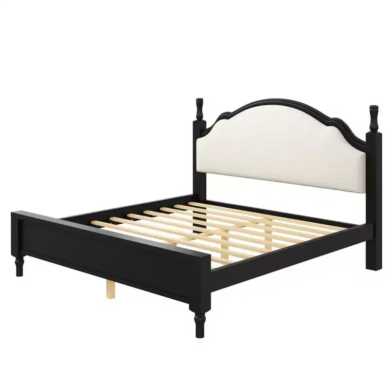 GDFStudio Letto a piattaforma in legno Peterson con testiera imbottita