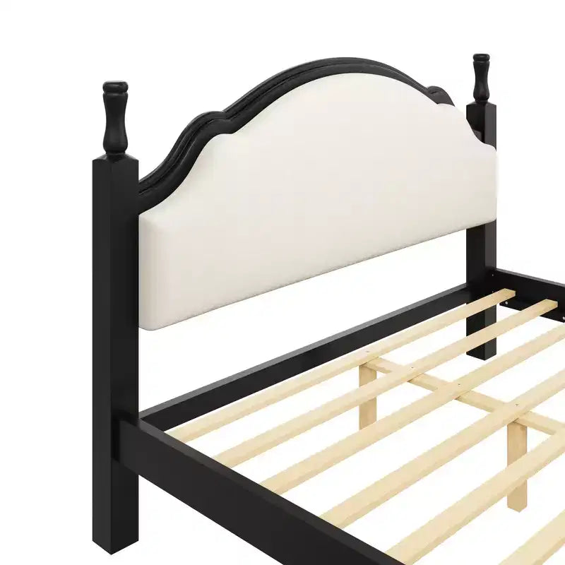 GDFStudio Letto a piattaforma in legno Peterson con testiera imbottita