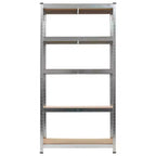vidaXL Scaffalature Resistenti a 5 Ripiani 5 pz Acciaio Argentato e Legno Multistrato