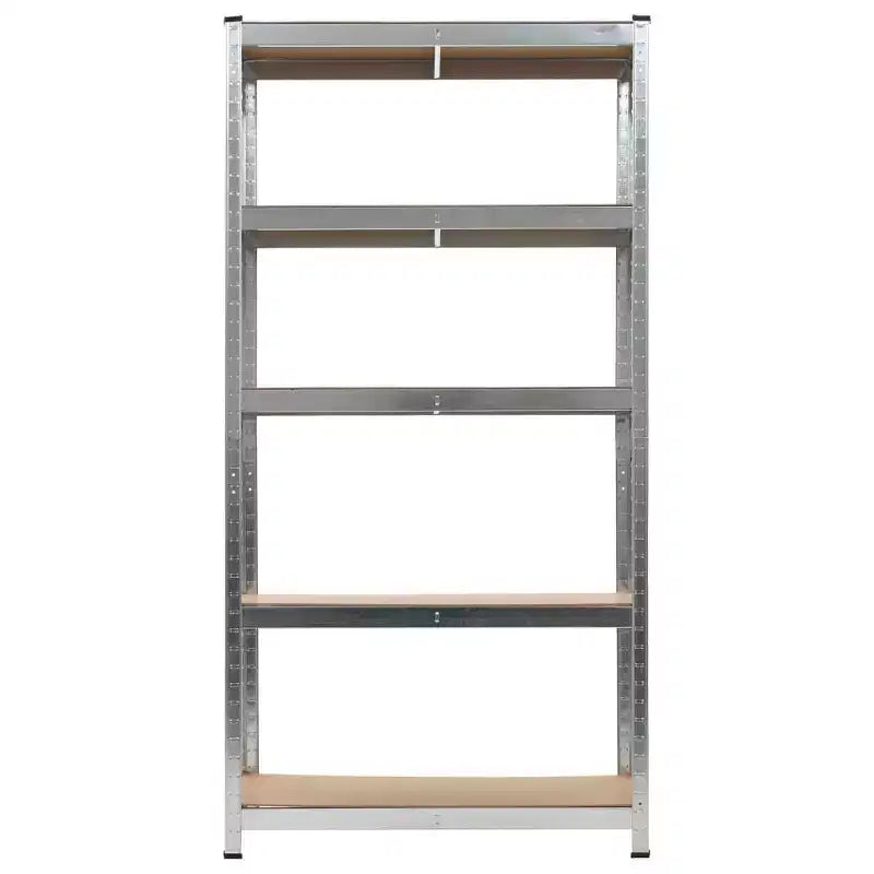 vidaXL Scaffalature Resistenti a 5 Ripiani 5 pz Acciaio Argentato e Legno Multistrato