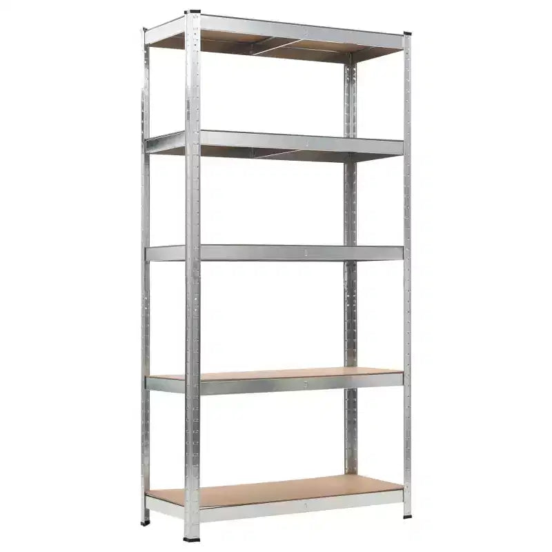vidaXL Scaffalature Resistenti a 5 Ripiani 5 pz Acciaio Argentato e Legno Multistrato