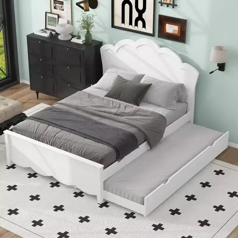 FAMYYT Letto a Piattaforma Queen Size con Rotelle Singole, Facile Montaggio
