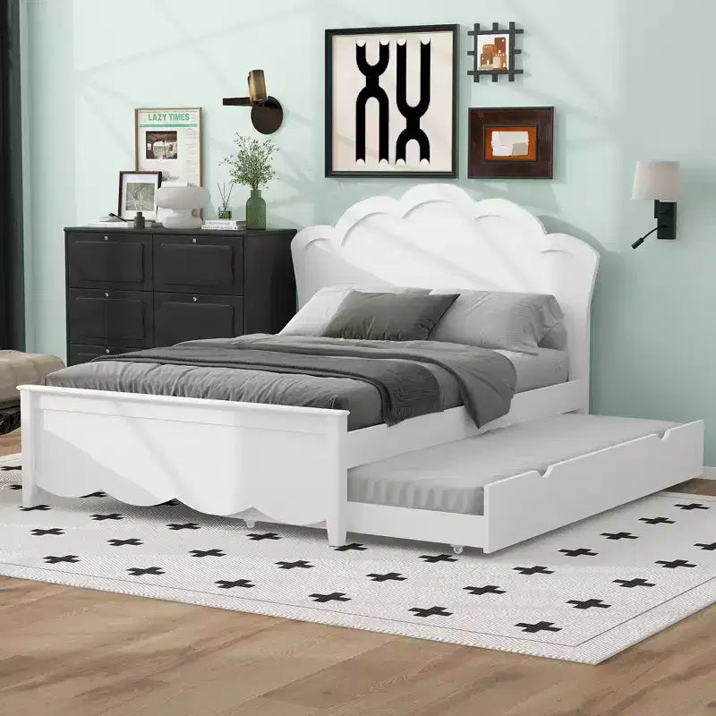 FAMYYT Letto a Piattaforma Queen Size con Rotelle Singole, Facile Montaggio