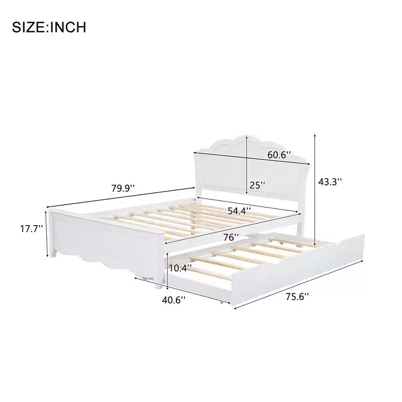FAMYYT Letto a Piattaforma Queen Size con Rotelle Singole, Facile Montaggio