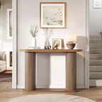 Consolle in Legno Scanalato da 108 cm, Tavolino Stretto per Divano Ingresso con Ripiano Portaoggetti Dietro al Divano, Espositore Moderno per Corridoio e Soggiorno