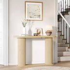 Consolle in Legno Scanalato da 108 cm, Tavolino Stretto per Divano Ingresso con Ripiano Portaoggetti Dietro al Divano, Espositore Moderno per Corridoio e Soggiorno
