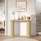 Consolle in Legno Scanalato da 108 cm, Tavolino Stretto per Divano Ingresso con Ripiano Portaoggetti Dietro al Divano, Espositore Moderno per Corridoio e Soggiorno