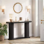 Consolle in Legno Scanalato da 108 cm, Tavolino Stretto per Divano Ingresso con Ripiano Portaoggetti Dietro al Divano, Espositore Moderno per Corridoio e Soggiorno