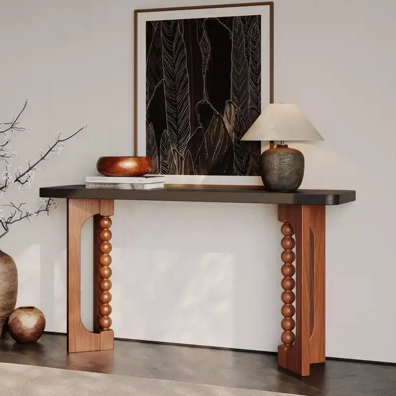 GDFStudio Herty Tavolo Console in Legno Rustico da 59'' con Gambe Sferiche Uniche