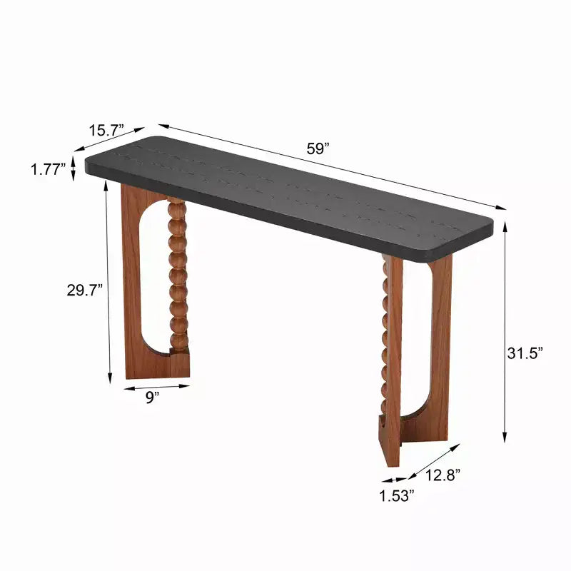 GDFStudio Herty Tavolo Console in Legno Rustico da 59'' con Gambe Sferiche Uniche