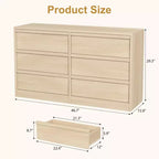 Comò a 6 cassetti largo 47" per camera da letto, cassettiera in legno con grande capacità, mobile organizer per armadio e soggiorno