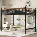 ModernLuxe Twin XL/Full/Queen Size Metal Loft Bed with Storage Shelves & Ladder, No Box Spring Needed, Black