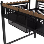 Letto a soppalco in metallo ModernLuxe di dimensioni Twin XL/Full/Queen con mensole portaoggetti e scaletta, senza bisogno di rete, nero