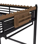 Letto a soppalco in metallo ModernLuxe di dimensioni Twin XL/Full/Queen con mensole portaoggetti e scaletta, senza bisogno di rete, nero