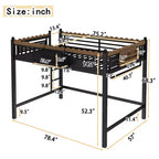 Letto a soppalco in metallo ModernLuxe di dimensioni Twin XL/Full/Queen con mensole portaoggetti e scaletta, senza bisogno di rete, nero