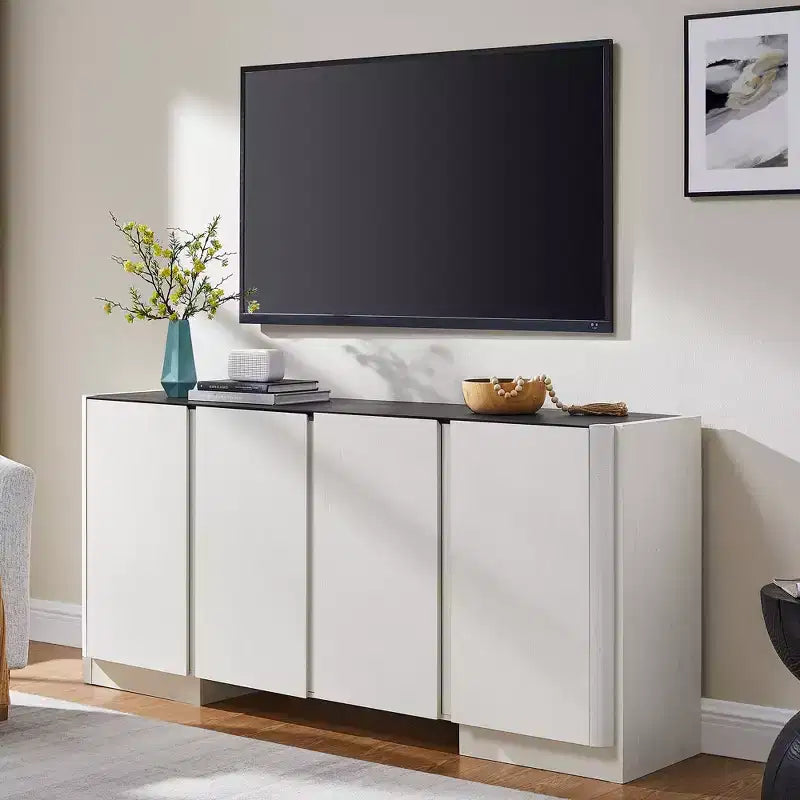 Credenza Buffet con Mobile Contenitore, Tavolo Buffet da 66" con 4 Ante, Credenze e Buffet Moderni per Cucina, Sala da Pranzo, Soggiorno