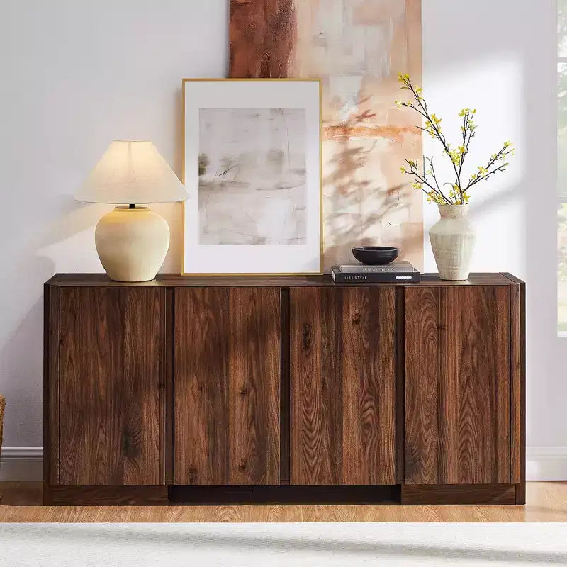 Credenza Buffet con Mobile Contenitore, Tavolo Buffet da 66" con 4 Ante, Credenze e Buffet Moderni per Cucina, Sala da Pranzo, Soggiorno