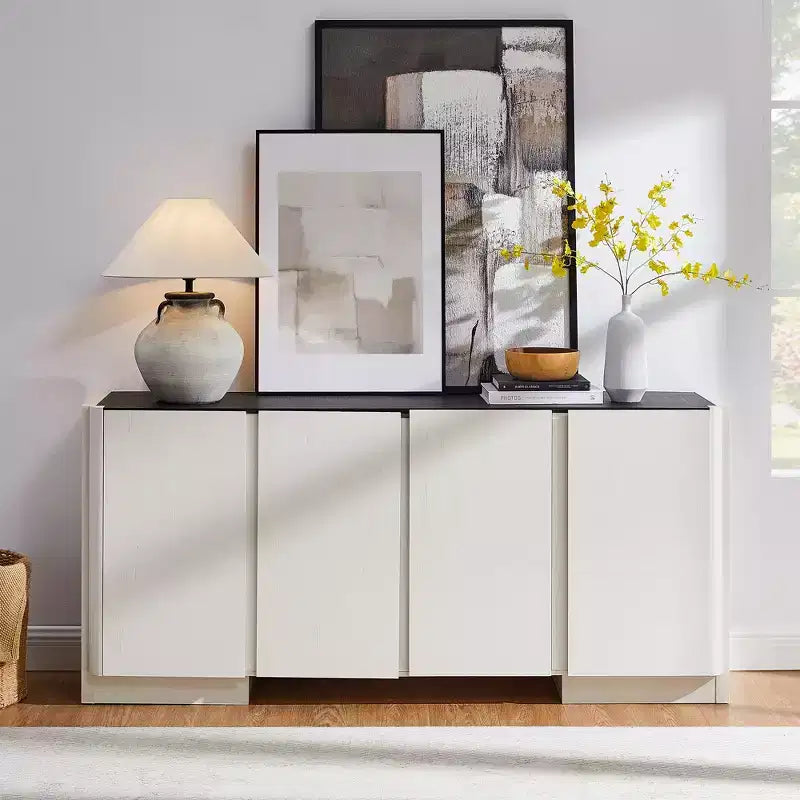 Credenza Buffet con Mobile Contenitore, Tavolo Buffet da 66" con 4 Ante, Credenze e Buffet Moderni per Cucina, Sala da Pranzo, Soggiorno