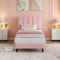 Upholstered Platform Bed Frame with Adjustable Height Vertical Channel Tufted Headboard, Sturdy Wooden Slats, Noise-Free