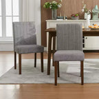 Sedie da pranzo moderne imbottite, set da 6, stile Parsons con schienale alto, sedile ampio imbottito, morbido tessuto di lino, robuste gambe in legno o caucciù