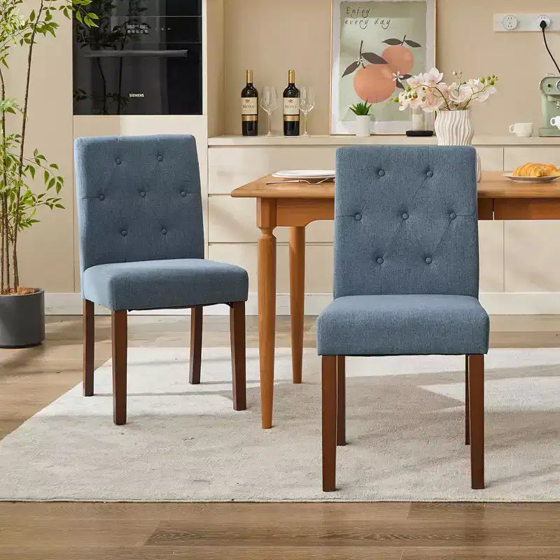 Sedie da pranzo moderne imbottite, set da 6, stile Parsons con schienale alto, sedile ampio imbottito, morbido tessuto di lino, robuste gambe in legno o caucciù