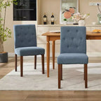 Sedie da pranzo moderne imbottite, set da 6, stile Parsons con schienale alto, sedile ampio imbottito, morbido tessuto di lino, robuste gambe in legno o caucciù