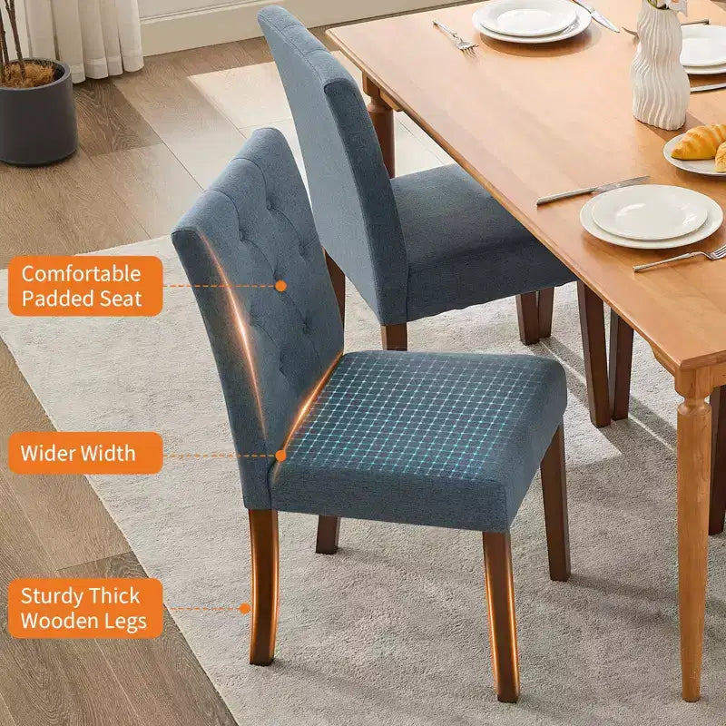 Sedie da pranzo moderne imbottite, set da 6, stile Parsons con schienale alto, sedile ampio imbottito, morbido tessuto di lino, robuste gambe in legno o caucciù