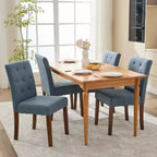 Sedie da pranzo moderne imbottite, set da 6, stile Parsons con schienale alto, sedile ampio imbottito, morbido tessuto di lino, robuste gambe in legno o caucciù