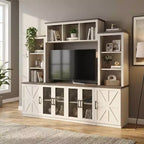 JVNOXK Wall-Mounted Entertainment Center TV Stand with Ample Storage and Charging Station Modern TV Stand Media Center,Beige