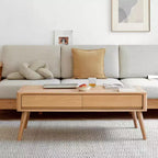 Tavolino da caffè elevabile in legno massello di rovere, 100x60x45cm, multiuso come tavolino centrale e scrivania da studio, ripiano portaoggetti integrato, facile montaggio per l'ufficio domestico