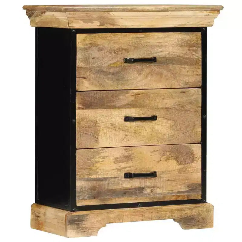 vidaXL Cassettiera Legno naturale con dettagli in ferro nero