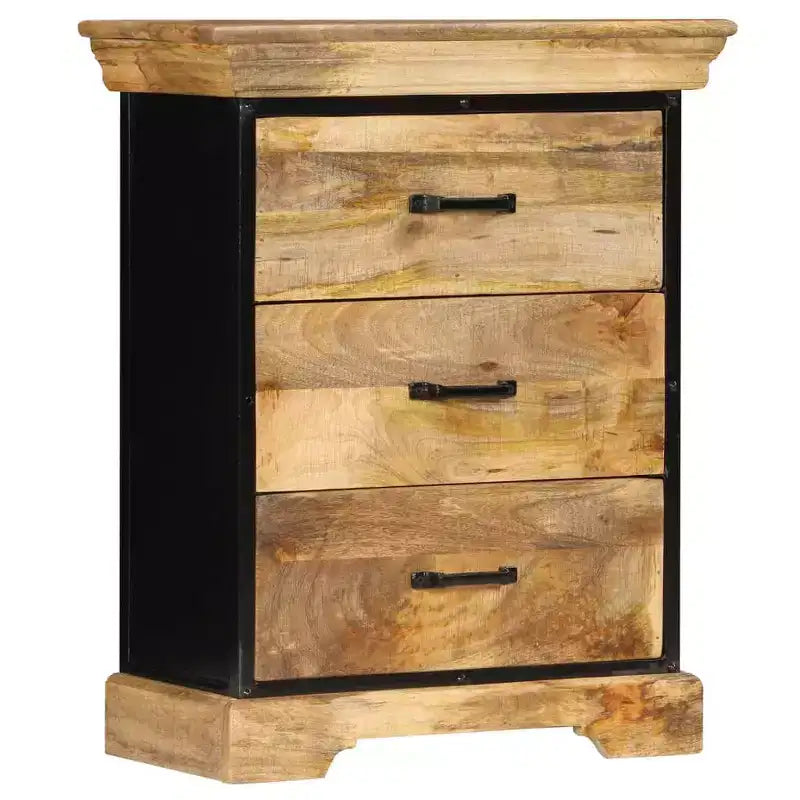 vidaXL Cassettiera Legno naturale con dettagli in ferro nero