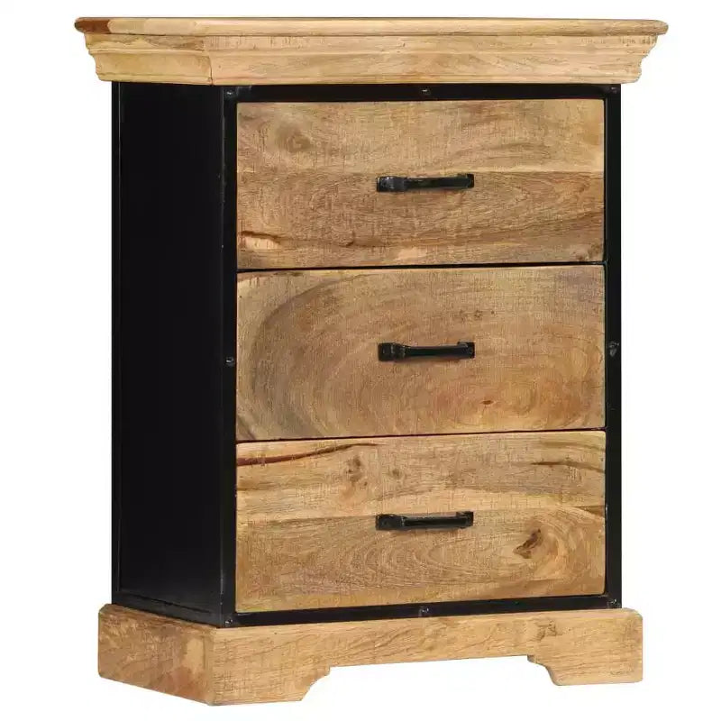 vidaXL Cassettiera Legno naturale con dettagli in ferro nero