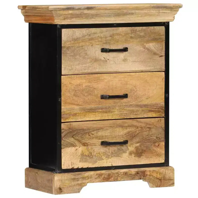 vidaXL Cassettiera Legno naturale con dettagli in ferro nero