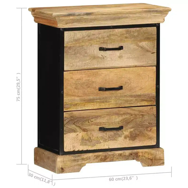 vidaXL Cassettiera Legno naturale con dettagli in ferro nero