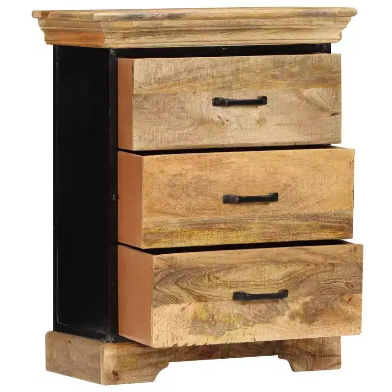 vidaXL Cassettiera Legno naturale con dettagli in ferro nero