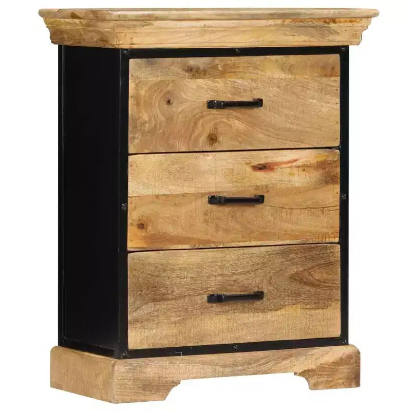 vidaXL Cassettiera Legno naturale con dettagli in ferro nero