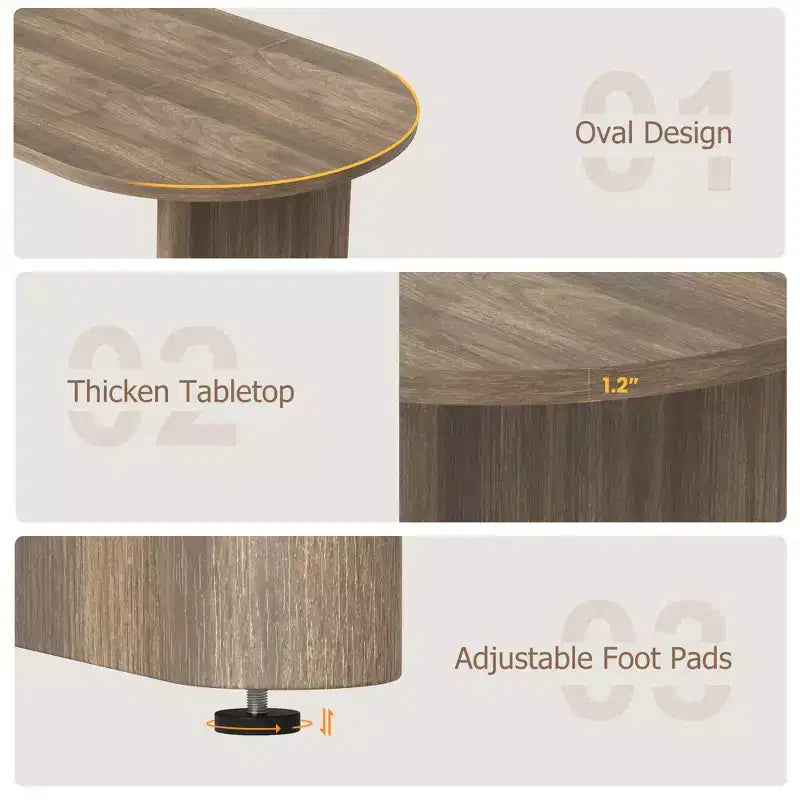 SunnyFurn Tavolo da pranzo ovale in stile rustico moderno per 6-8 persone, base in legno spessa e robusta, spazioso per sala da pranzo, cucina, soggiorno