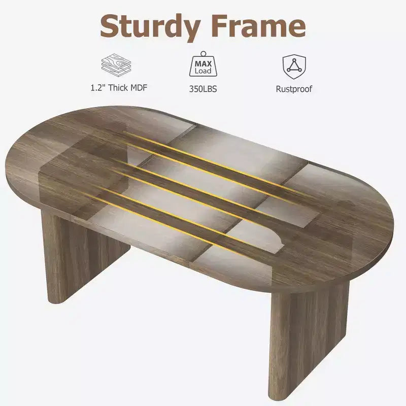 SunnyFurn Tavolo da pranzo ovale in stile rustico moderno per 6-8 persone, base in legno spessa e robusta, spazioso per sala da pranzo, cucina, soggiorno